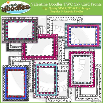 Valentine Doodles TWO 5x7 Cards by Scrappin Doodles | TPT