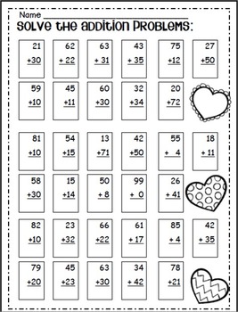 Valentine Double Digit Addition & Subtraction Practice by ...