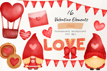 Preview of Valentine Element Watercolor Hand Drawn
