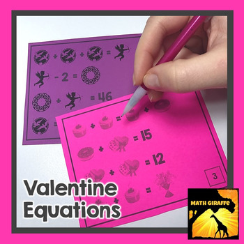 Preview of Valentine Algebra Equations | Fun Valentine's Day Math Challenge Activity