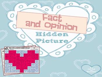 Preview of Valentine Fact and Opinion: Hidden Heart Picture