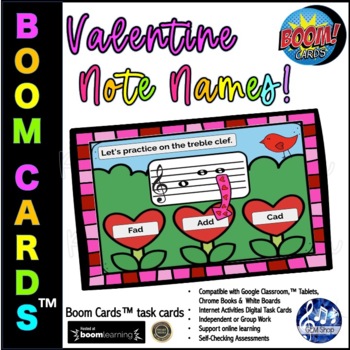 Preview of Valentine Music Boom Cards™ Internet Digital Activities Theory STAFF NOTE NAMES