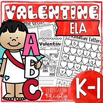 Preview of Valentine's Day & February NO PREP ELA Language Arts Worksheets for K-1