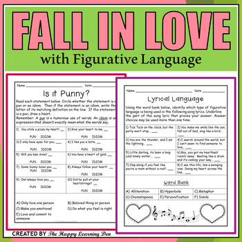 Preview of Valentine Figurative Language Activities