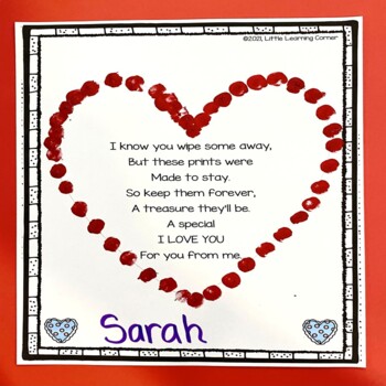 Preview of Valentine Fingerprint Heart Poem - Parent Gift for Valentines Day