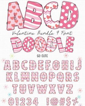 Preview of Valentine Fonts Bundle |Cute|So cute| Lovely|Love |4 different Valentine Font