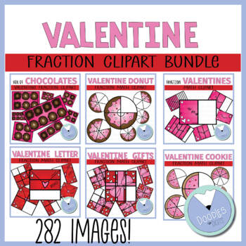 Preview of Valentine Fraction Clip Art Bundle - Math Clipart for Upper Elementary