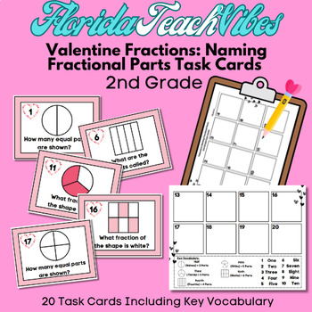 Preview of Valentine Fractions: Naming Fractional Parts | 2nd Grade | EASY PREP!