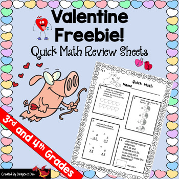 Preview of Valentine Freebie Math Review Sheets