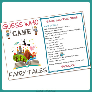 Fairy tales ✿ GUESS WHO speaking game by Pick'n | TpT