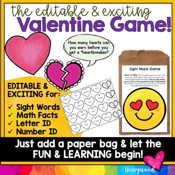 Preview of Valentine Game : for Sight Words , Letters , Math Facts , Shapes , #s, Vocab