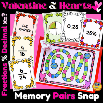 Preview of Valentine Games & Equations - Fun Fractions, Decimals, % & Algebra - Grades 4-6