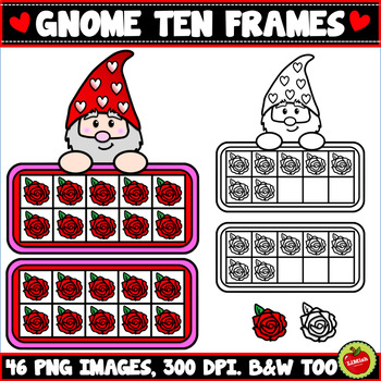 Preview of Valentine Gnome Ten Frames Clipart