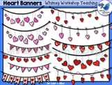 Valentine Heart Banners Clip Art - Whimsy Workshop Teaching