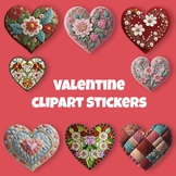 Valentine Heart Clip Art Digital Stickers