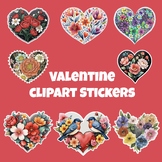 Valentine Heart Clip Art Digital Stickers