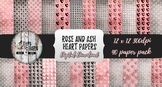 Valentine Heart Digital Papers: Rose and Ash