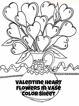 Preview of Valentine Heart Flowers in Vase Color Sheet