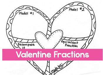 Preview of Valentine Heart Fractions Grades 3-5