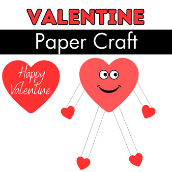 Preview of Valentine Heart Man Paper Craft | Black Month & Happy Valentine Activity