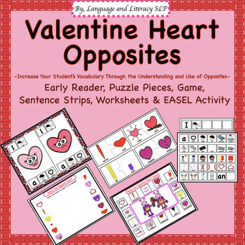 Preview of Valentine's Day HEART Opposites (Printable & EASEL)