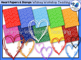 Valentine Heart Papers and Stamps Clip Art - Whimsy Worksh