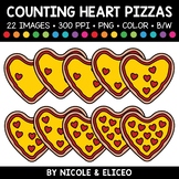Valentine Heart Pizza Counting Clipart + FREE Blacklines -