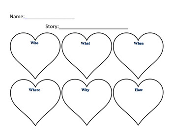 Preview of Valentine Heart Story Elements Graphic Organizer