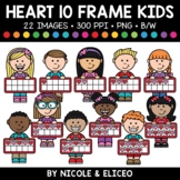 Valentine Heart Ten Frame Kids Clipart + FREE Blacklines -