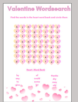 Preview of Valentine Heart Word Search