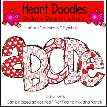Preview of Valentine Hearts Doodle Bulletin Board Letters * Valentine's Day Alphabet Decor