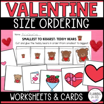 Preview of Valentine's Day Size Ordering for February | Order by Size | Cut and Glue