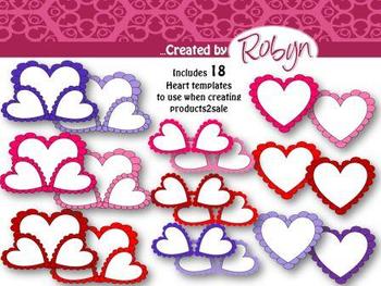 Preview of Valentine Hearts Template Pack [Graphics for TpT] Commercial Use