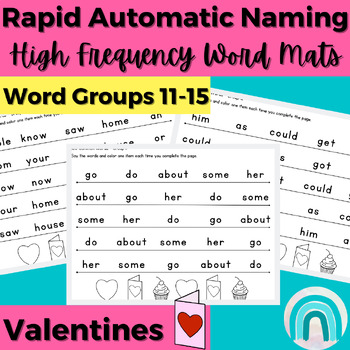 Preview of Valentine High Frequency Word Sight Word Rapid Automatic Naming Activities 11-15