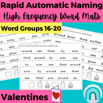 Preview of Valentine High Frequency Word Sight Word Rapid Automatic Naming Activities 16-20