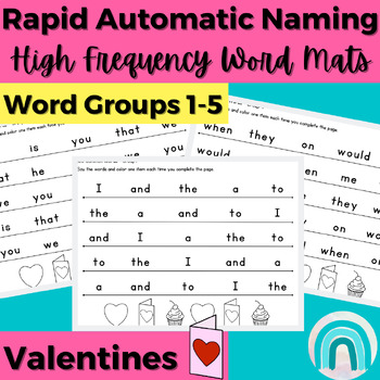 Preview of Valentine High Frequency Words Sight Words Rapid Automatic Naming Activities 1-5