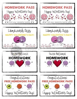 free valentines day homework pass