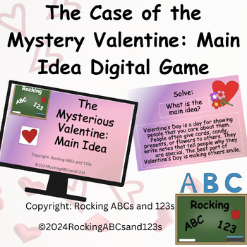 Preview of Valentine Identify the Main Idea Mystery Reading Comprehension Digital Game