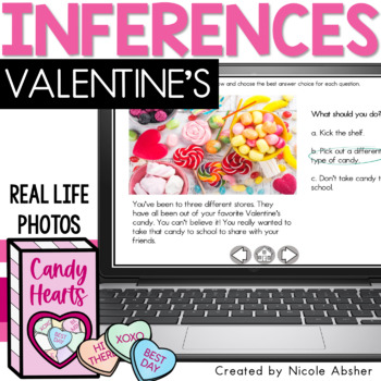 Preview of Valentine's Day Inferences Boom Cards™ & Printable PDF | Speech Therapy