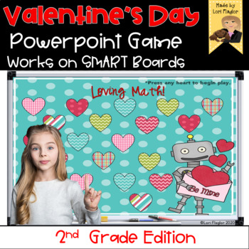 Preview of Valentine Interactive Powerpoint Math Game- Second Grade Edition