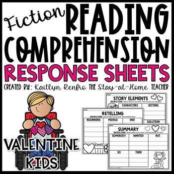 Preview of Valentine Kids Themed Reading Response Worksheets