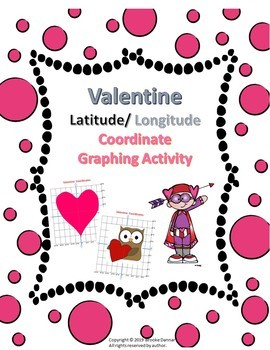Preview of Valentine Latitude/ Longitude Coordinate Graphing Map Activity