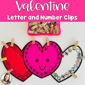 Preview of Valentine Letter and Number Clips-Fine Motor