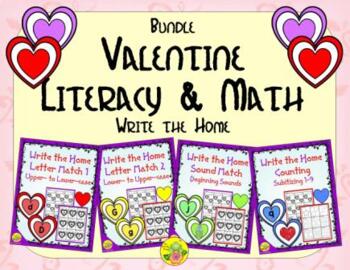 Preview of Valentine Literacy and Math Bundle | Distance Learning