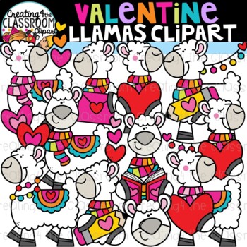 Preview of Valentine Llamas Clipart {Valentine's Day Clipart}
