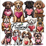 Valentine Love Dog Clip Art Animal Set - Heartwarming Canines