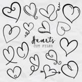 Valentine Love Heart Doodle Shapes Vector Clipart Elements