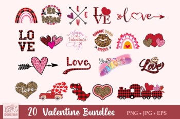 Preview of Valentine Love Hearts Cliparts Bundle