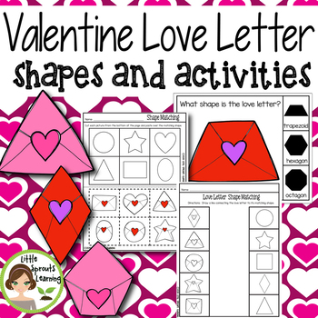 Preview of Valentine Love Letter Shapes and Shape Recognition Activities