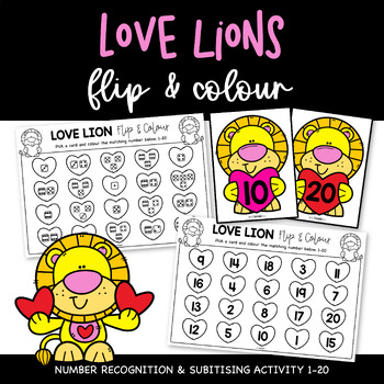 Preview of Valentine Love Lions Flip & Colour 1-20